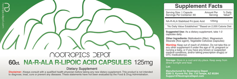 Alpha Lipoic Acid - High Bioavailability (NA-R-ALA STABILIZED R-LIPOIC ACID)