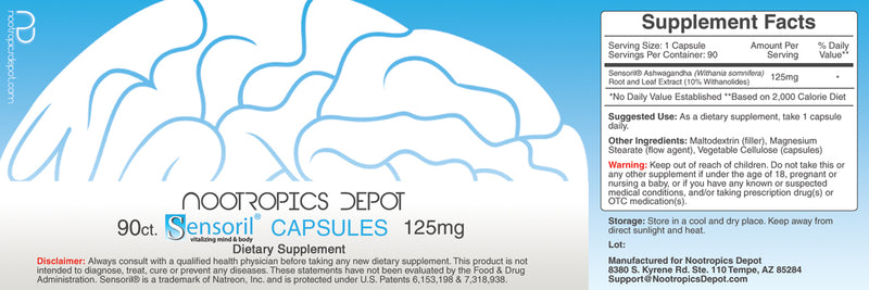 Sensoril Ashwagandha 10% Withanolide Extract - High Bioavailability and Potency